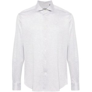 Corneliani, Overhemden, Heren, Grijs, 3Xl, Katoen, Italiaanse Katoen/Zijde Jersey Shirt
