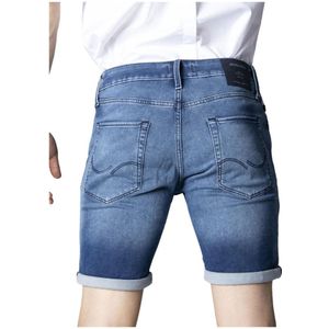 Jack & Jones, Korte broeken, Heren, Blauw, S, Katoen, Blauwe Katoenmix Shorts met Rits