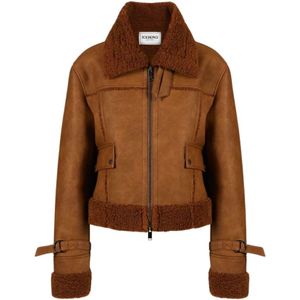 Iceberg, Jassen, Dames, Beige, L, Eco Shearling Retro Chic Jas