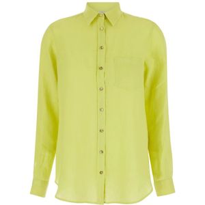 Antonelli Firenze, Blouses & Shirts, Dames, Geel, XS, Linnen, Gele Linnen Overhemd