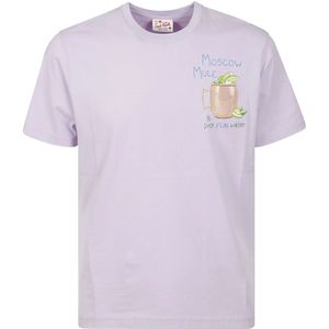 MC2 Saint Barth, Tops, Heren, Roze, L, Katoen, Lila Moscow Mule Cocktail Katoenen T-Shirt