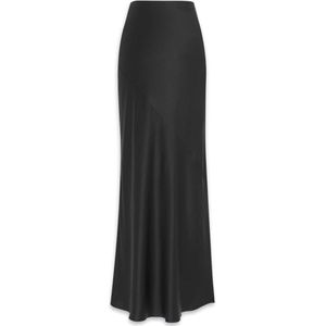 Saint Laurent, Rokken, Dames, Zwart, S, Zwarte Zijden Krep Hoge Taille Rok