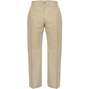 Salvatore Ferragamo, Broeken, Heren, Beige, L, Katoen, Plooivoorpantalon