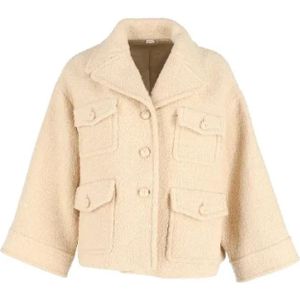Gucci Vintage, Pre-owned, Dames, Beige, S, Wol, Pre-owned Wool outerwear
