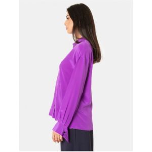 Liviana Conti, Blouses & Shirts, Dames, Paars, M, Paarse zijden shirt met kraagknopen