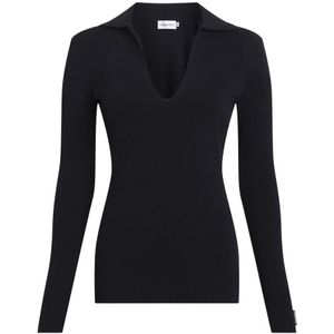 Calvin Klein, Zwarte Pullover voor Dames Zwart, Dames, Maat:L