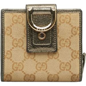 Gucci Vintage, Pre-owned, Dames, Bruin, ONE Size, Pre-owned Canvas wallets