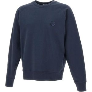 Maison Kitsuné, Sweatshirts & Hoodies, Heren, Blauw, M, Katoen, Blauwe Katoenen Sweatshirt met Vos Logo