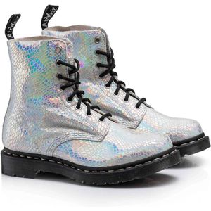 Dr. Martens, Schoenen, Dames, Grijs, 37 EU, Leer, Slangenprint Leren Schoenen