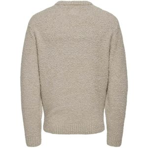 Only & Sons, Truien, Dames, Beige, L, Boucle Crew Knit Silver Lining Beige