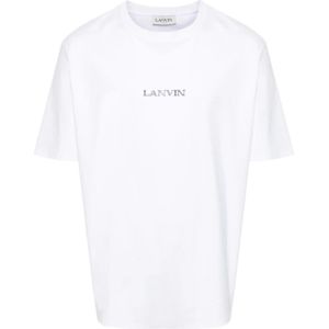 Lanvin, Tops, Heren, Wit, S, Katoen, Geborduurde Unisex T-shirts en Polos