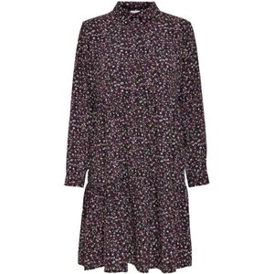 Jacqueline de Yong, Kleedjes, Dames, Veelkleurig, S, Polyester, Bloemen Lange Mouw Jurk Herfst/Winter