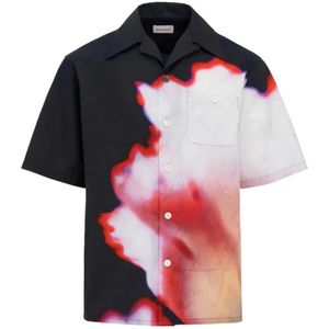 Alexander McQueen, Overhemden, Heren, Veelkleurig, M, Katoen, Solarised Flower Grafische Bowling Shirt
