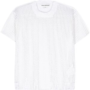 Junya Watanabe, Tops, Dames, Wit, S, Gepaneeld Ontwerp Witte T-shirts en Polos