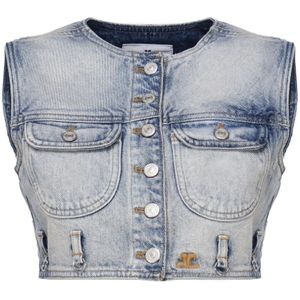 Courrèges, Jassen, Dames, Blauw, S, Denim, Denim Jassen