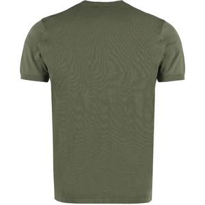 Aspesi, Tops, Heren, Groen, S, Katoen, Geribbeld katoenen gebreid T-shirt