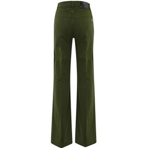 Dondup, Jeans, Dames, Groen, W33, Katoen, Groene Wijde Pijp Katoenen Broek