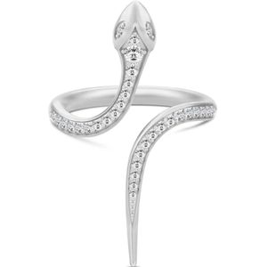 Julie Sandlau, Boa Open Ring met heldere cubic zirkonia Wit, Dames, Maat:54 MM