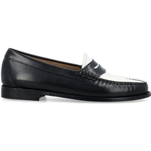 G.h. Bass & Co., Schoenen, Dames, Zwart, 33 1/2 EU, Leer, Klassieke Loafer Zwart Wit Schoenen