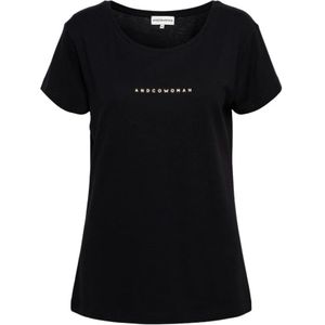 &Co Woman, Tops, Dames, Zwart, XS, Katoen, T-shirt