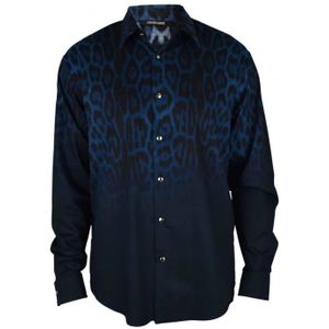 Roberto Cavalli, Overhemden, Heren, Blauw, XL, Katoen, Overhemd