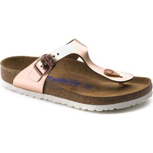 Birkenstock, Schoenen, Dames, Roze, 36 EU, Leer, Gizeh Soft Footbed Sandalen