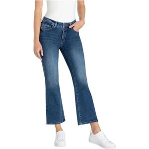 Mac, Authentieke Flare Cropped Jeans - Medium Blauw Denim Blauw, Dames, Maat:2XL