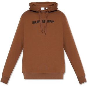Burberry, Sweatshirts & Hoodies, Heren, Bruin, S, Katoen, Bruine Katoenen Sweatshirt met Logodetail