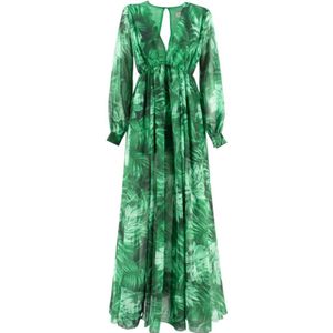 Ermanno Scervino, Bloemenprint Lange Jurk Groen, Dames, Maat:L