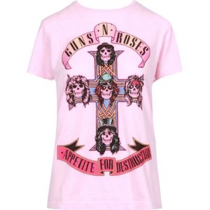 Aniye By, Tops, Dames, Roze, L, Katoen, Roses Guns'n'Roses Print Katoenen T-shirt