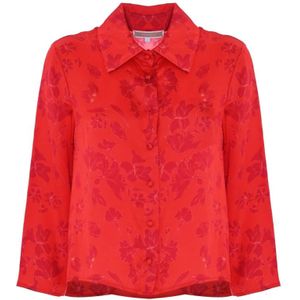 Kocca, Blouses & Shirts, Dames, Rood, L, Rode Bloemenpatroon Viscose Shirt