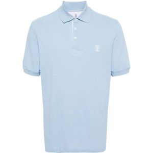 Brunello Cucinelli, Polo Shirts Blauw, Heren, Maat:L