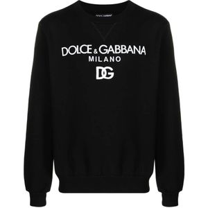 Dolce & Gabbana, Sweatshirts & Hoodies, Heren, Zwart, L, Lange Mouw Crewneck Sweatshirt