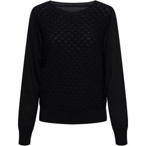 &Co Woman, Bunty A-Black Pullover met 3D-structuur Zwart, Dames, Maat:XS