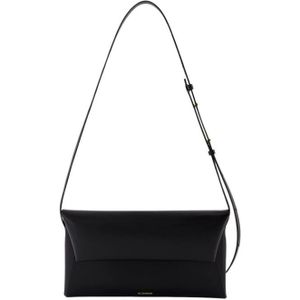 Jil Sander, Tassen, Dames, Zwart, ONE Size, Leer, Zwarte Leren Crossbody Tas