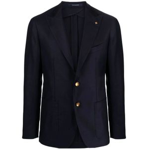 Tagliatore, Navy Blauwe Single-Breasted Blazer Blauw, Heren, Maat:3XL