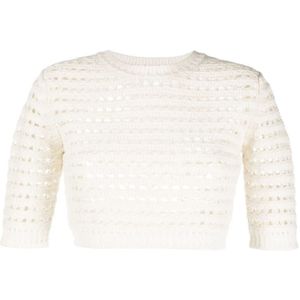 See by Chloé, Truien, Dames, Wit, L, Katoen, Witte Casual Pullover Sweatshirt