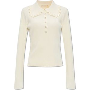 Ulla Johnson, Liese geribbelde polotop Beige, Dames, Maat:S