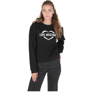 Love Moschino, Sweatshirts & Hoodies, Dames, Zwart, M, Katoen, Zwarte Katoenen Sweatshirt met Inlay