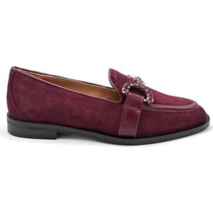 Roberto Festa, Bordeauxrode Suède Loafer met Vooraccessoire Bruin, Dames, Maat:39 EU