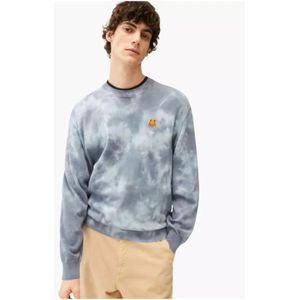 Kenzo, Sweatshirts & Hoodies, Heren, Blauw, M, Katoen, Blauwe tie-dye sweatshirt met tijgerlogo