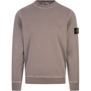 Stone Island, Sweatshirts & Hoodies, Heren, Bruin, 3Xl, Katoen, Bruine Crew-Neck Sweatshirt 'Old' Effect