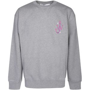 JW Anderson, Sweatshirts & Hoodies, Heren, Grijs, M, Katoen, Logo Print Katoenen Sweatshirt