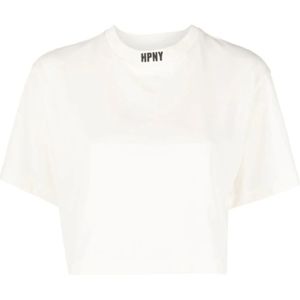 Heron Preston, Tops, Dames, Wit, L, Katoen, Logo Cropped T-Shirt
