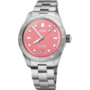 Oris, Divers Sixty-Five Roestvrijstalen Horloge Roze, Dames, Maat:ONE Size