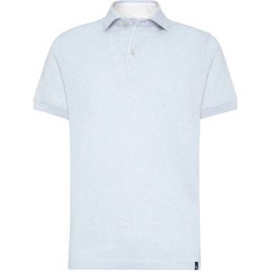 Boggi Milano, Tops, Heren, Blauw, 2Xl, Katoen, Regular Fit Linnen Katoenen Piqué Polo Shirt
