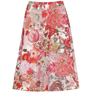 Marni, Rokken, Dames, Veelkleurig, XS, Katoen, Bloemen Requiem Roze Katoenen Rok