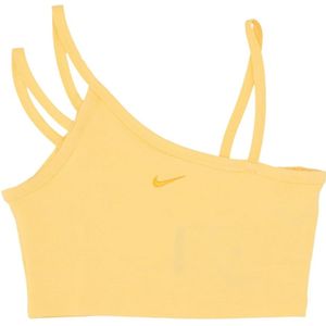 Nike, Sport, Dames, Geel, M, Moderne Crop Top met Swoosh Logo