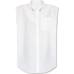 Helmut Lang, Blouses & Shirts, Dames, Wit, S, Katoen, Mouwloos shirt