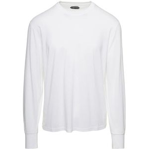 Tom Ford, Tops, Heren, Wit, M, Katoen, Witte T-shirts en Polos Lyocell